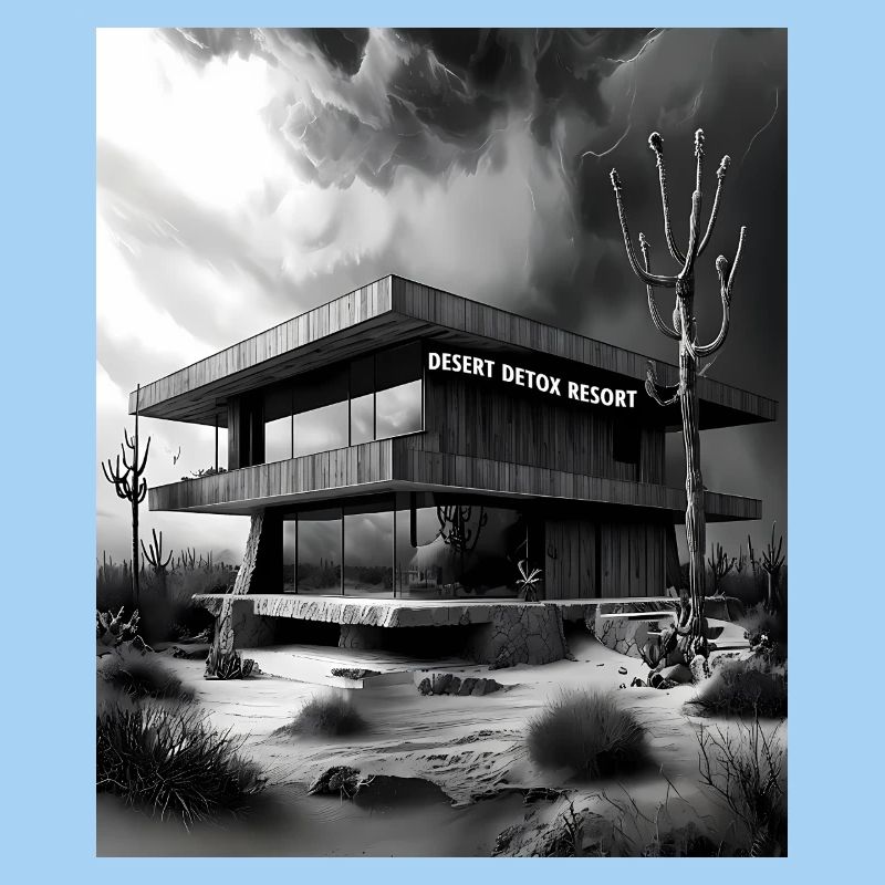 DESERT DETOX RESORT - Brutalist Architecture Sketc