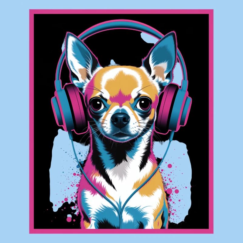 Chihuahua mit Kopfhörer