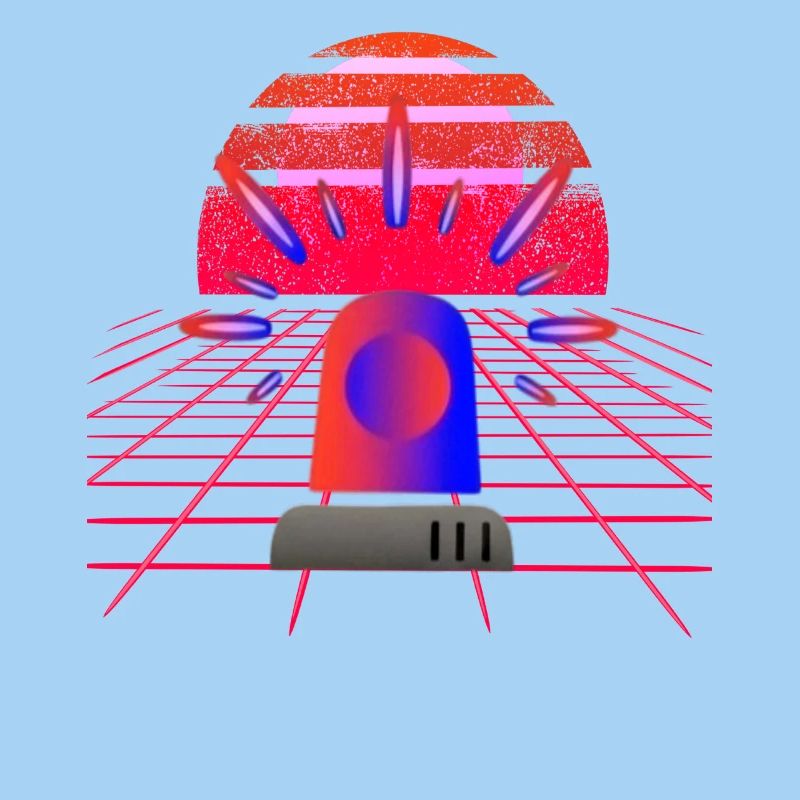 Retro Synthwave Sirene Blaulicht Neon