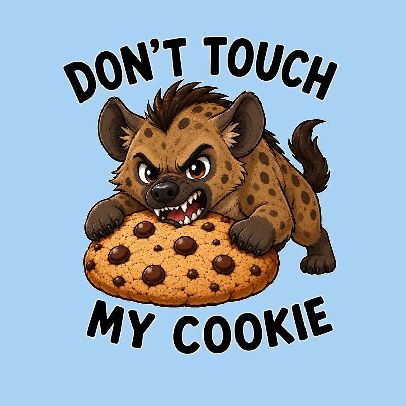 Biscuit hyène de dessin animé mignon, ne touche pas à mon biscuit