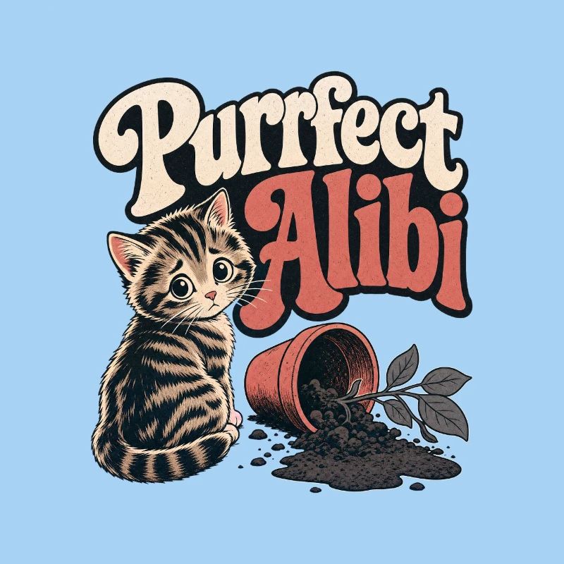 Chaton drôle, alibi parfait Espiègle Jeu de mots sur le chat