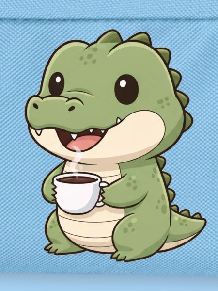 Krokodil mit Kaffee