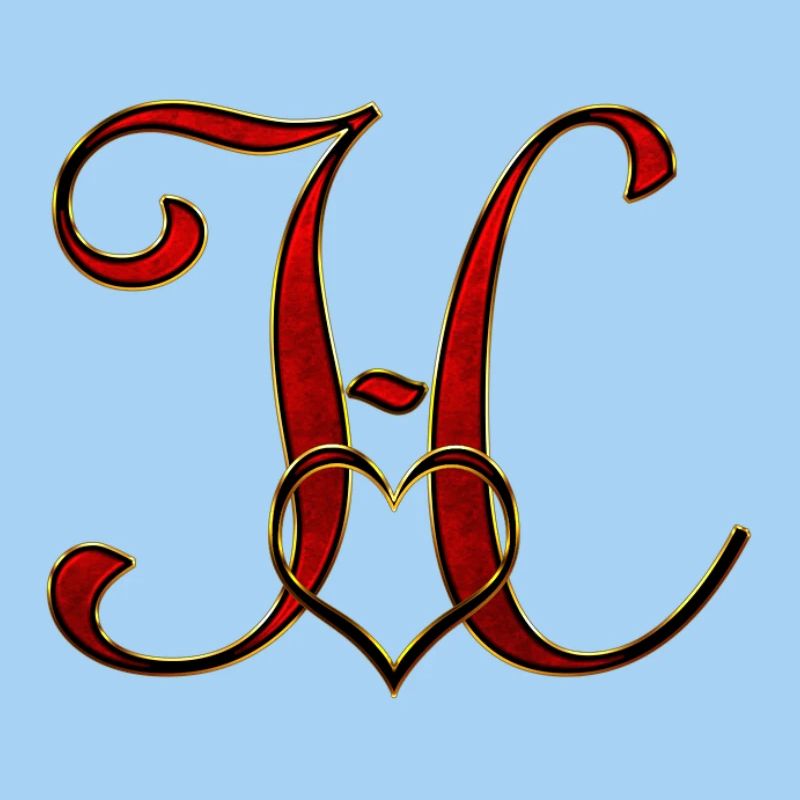 Monogramm H mit Herzrahmen