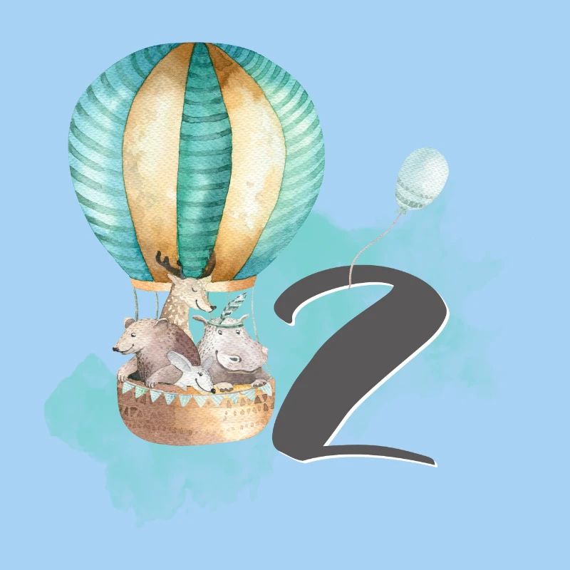 2nd birthday, two, second, hot air balloon