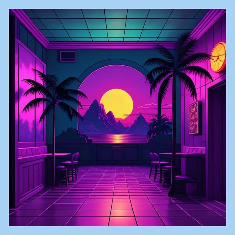 Coucher de soleil néon tropical intérieur
