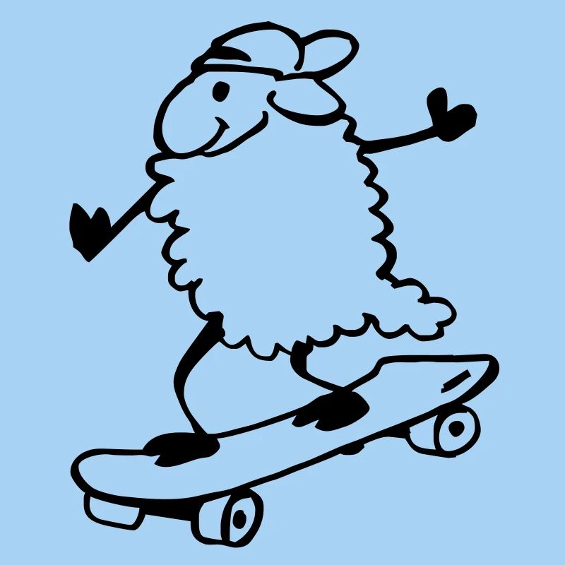 Sheep on skateboard