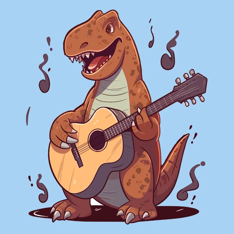 Dinosaur with guitar for musicians