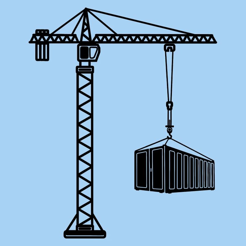 Construction crane with sea container