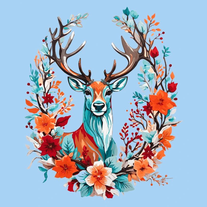 Deer with flowers