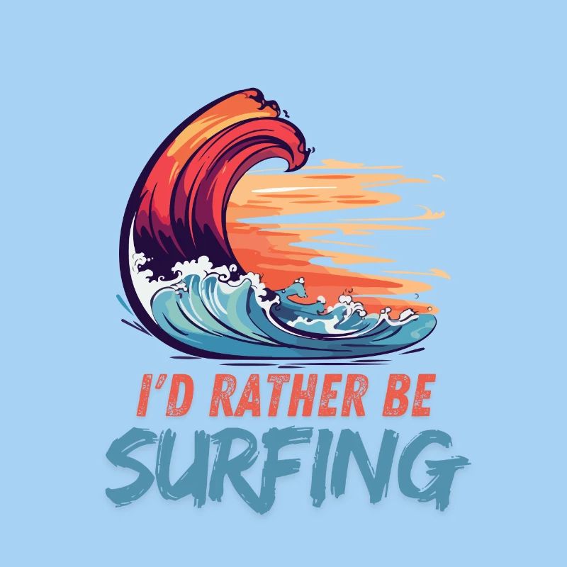 I'd Rather Be Surfing Wave Artwork