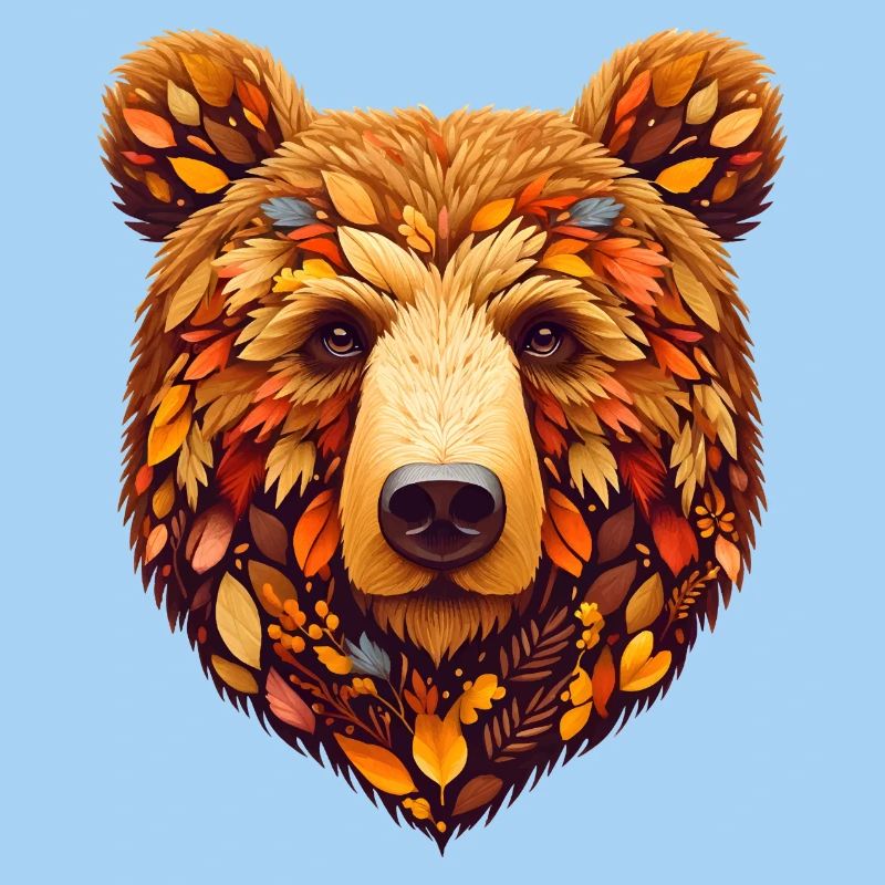 Ours brun, conçu à partir de différentes feuilles