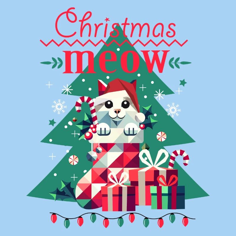 Chat espiègle en bas - Style de Noël laid