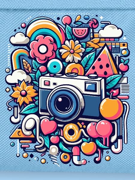 Bunte Collage mit Kamera
