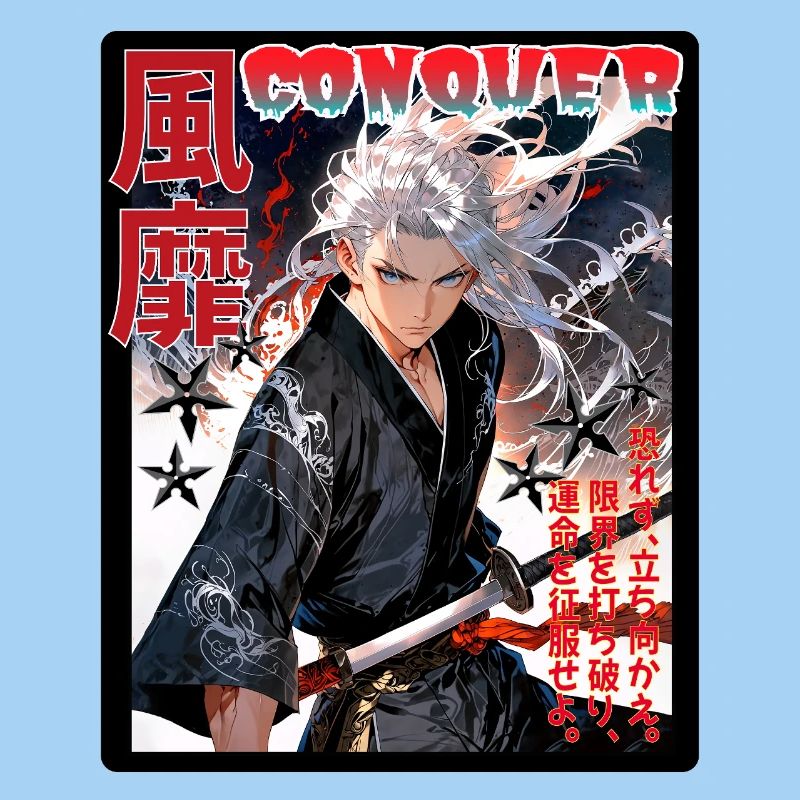 Fierce Samurai with Wind Pattern