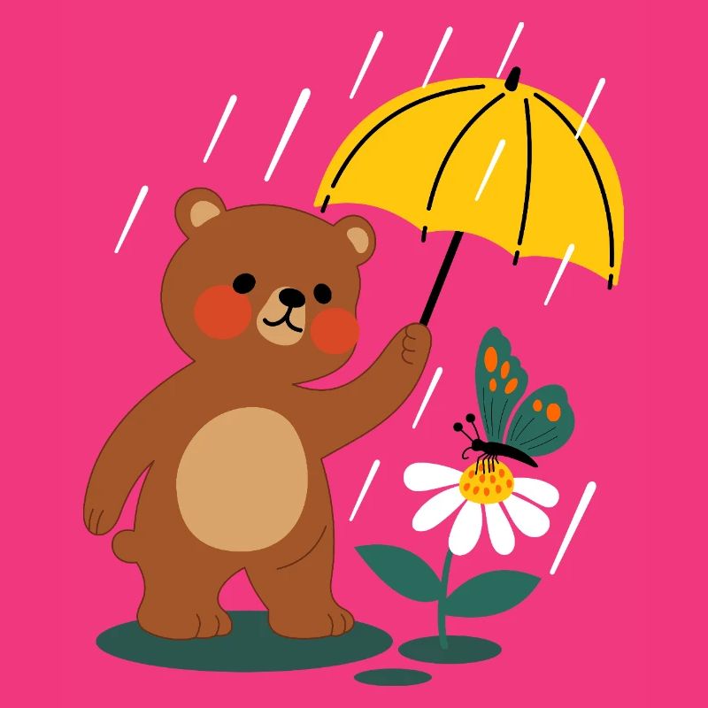  Bär mit regenschirm