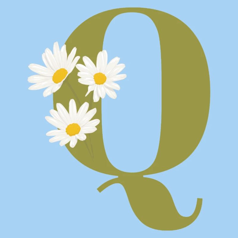 Buchstaben q grüne Gänseblümchen