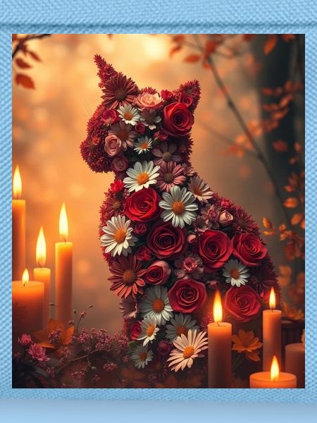 Romantische Blumen Katze