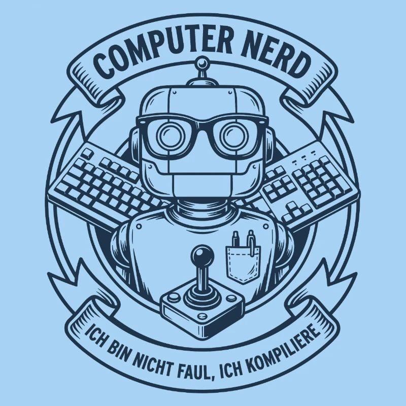 Computer Nerd Robot Logo