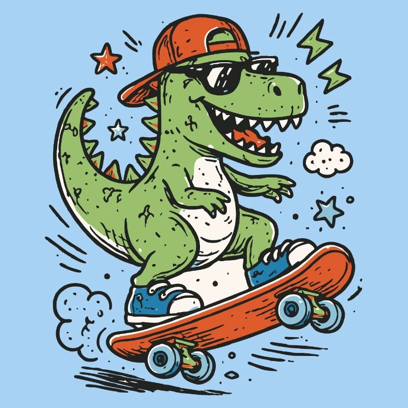 Crocodile on skateboard wearing cap