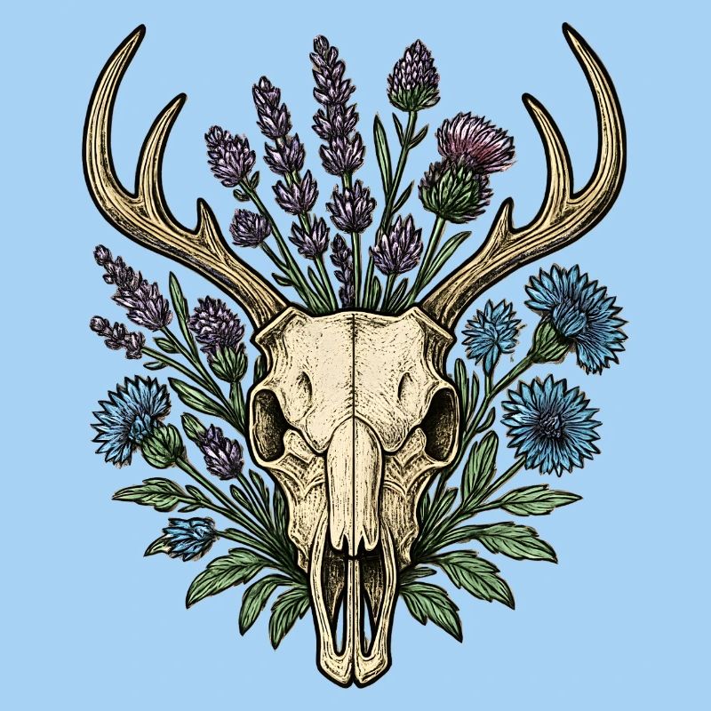Deer bones with flower wreath