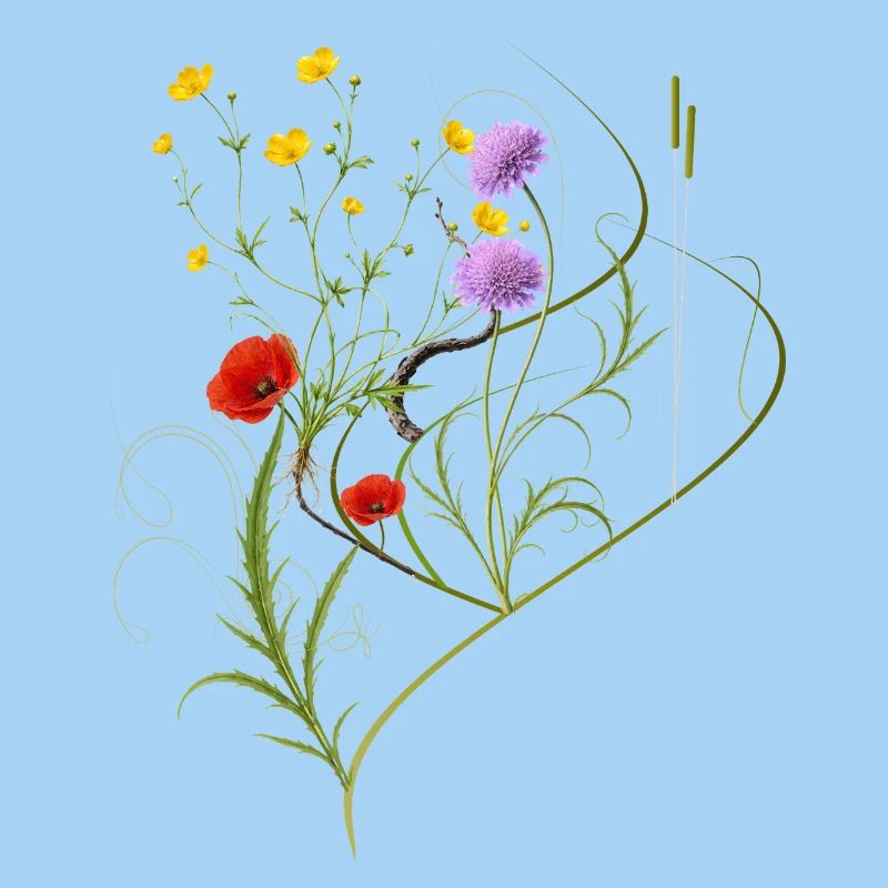 Wildblumen Wiese Botanisches Design 