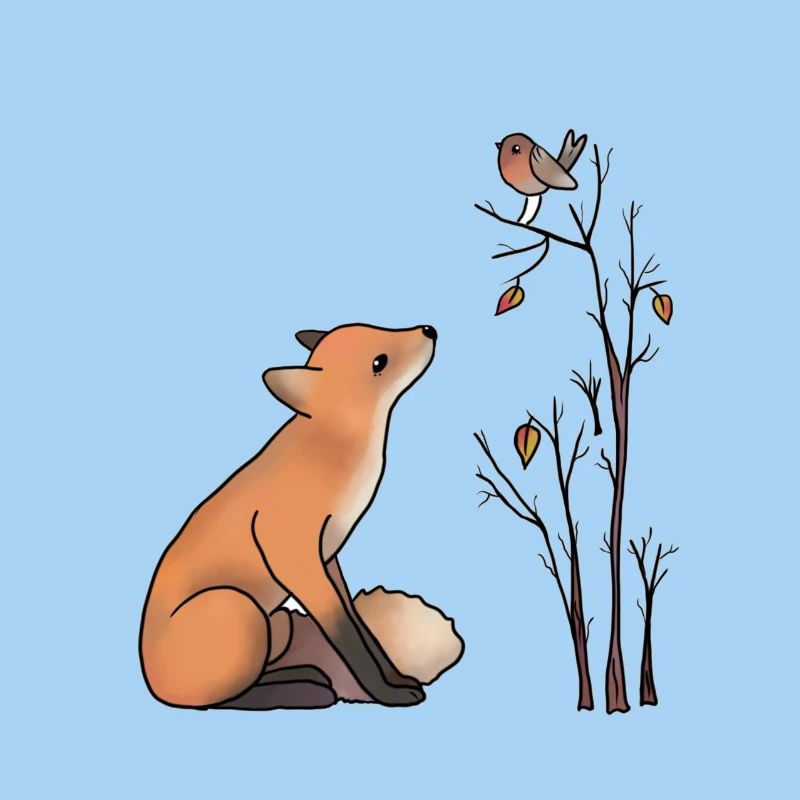 Fuchs und Rotkehlchen