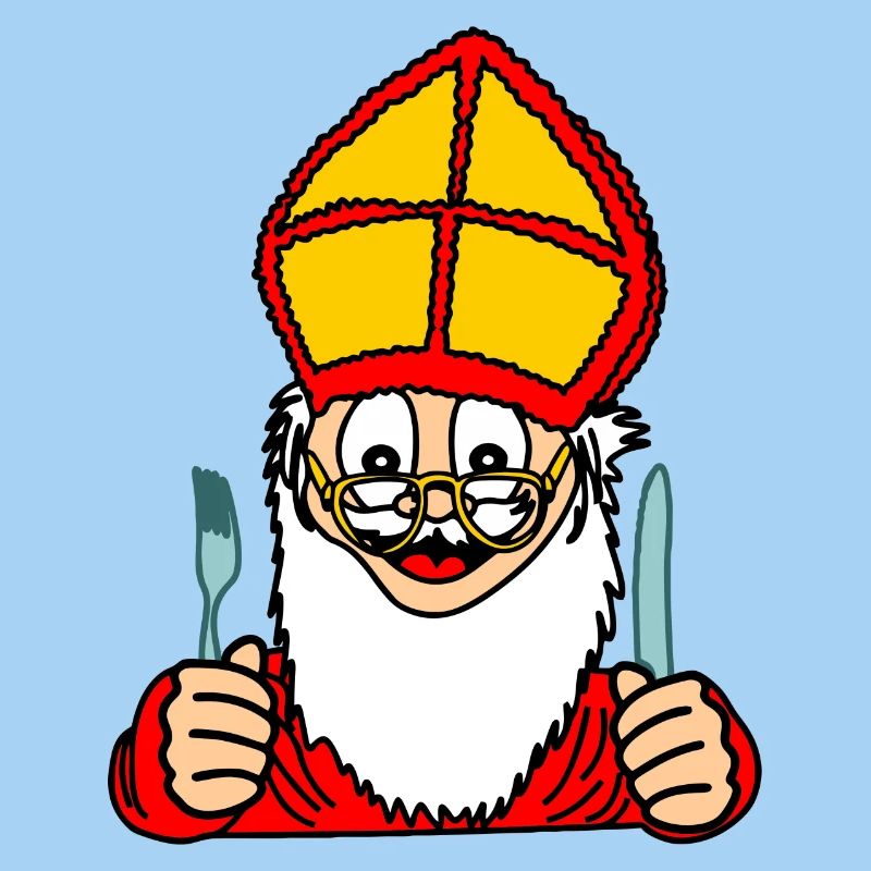 Sinterklaas avec couteau et fourchette