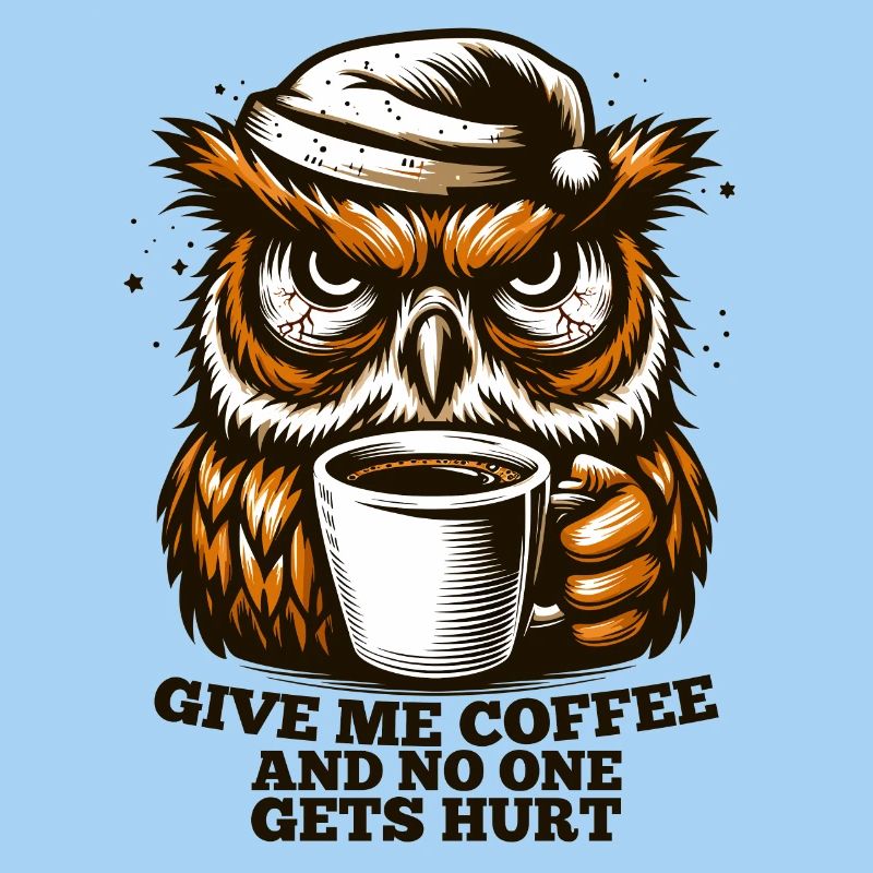 Eule Kaffee müde Geschenk