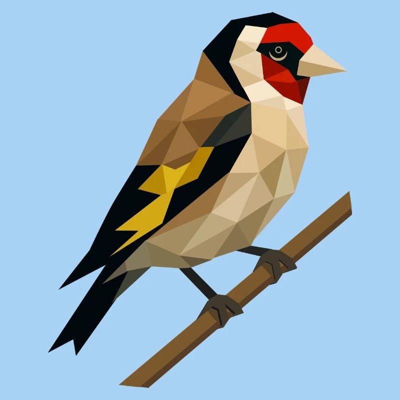 Polygonal Goldfinch – Geometric Elegance