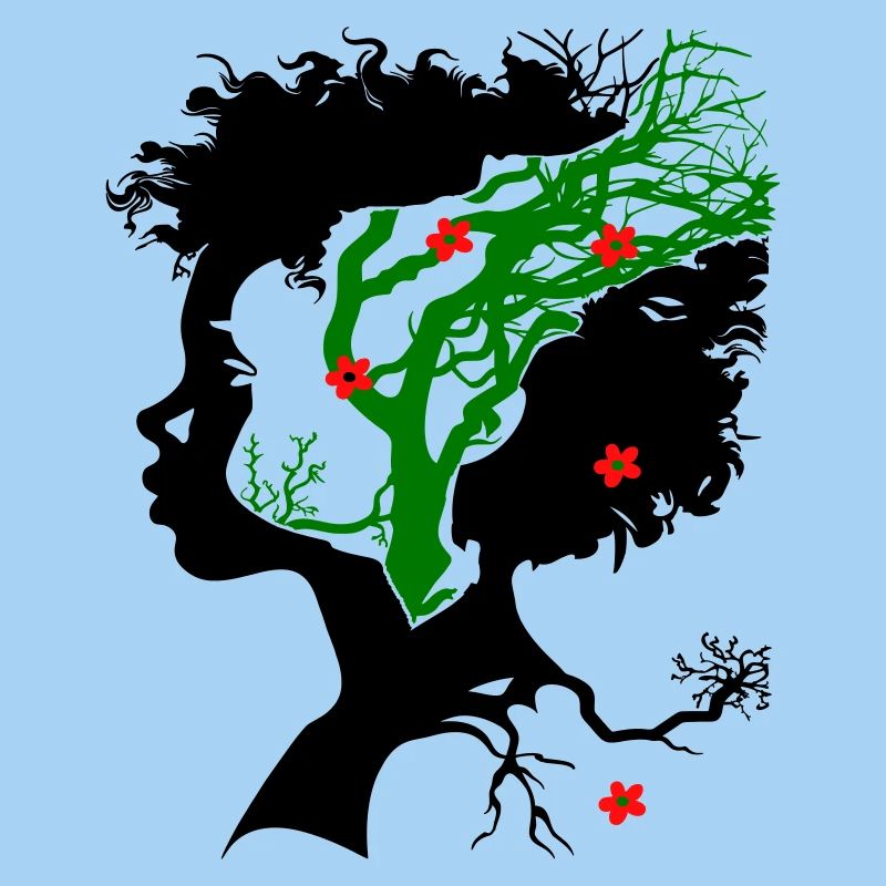 Abstract tree with flowers