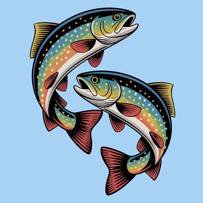 Two jumping trout