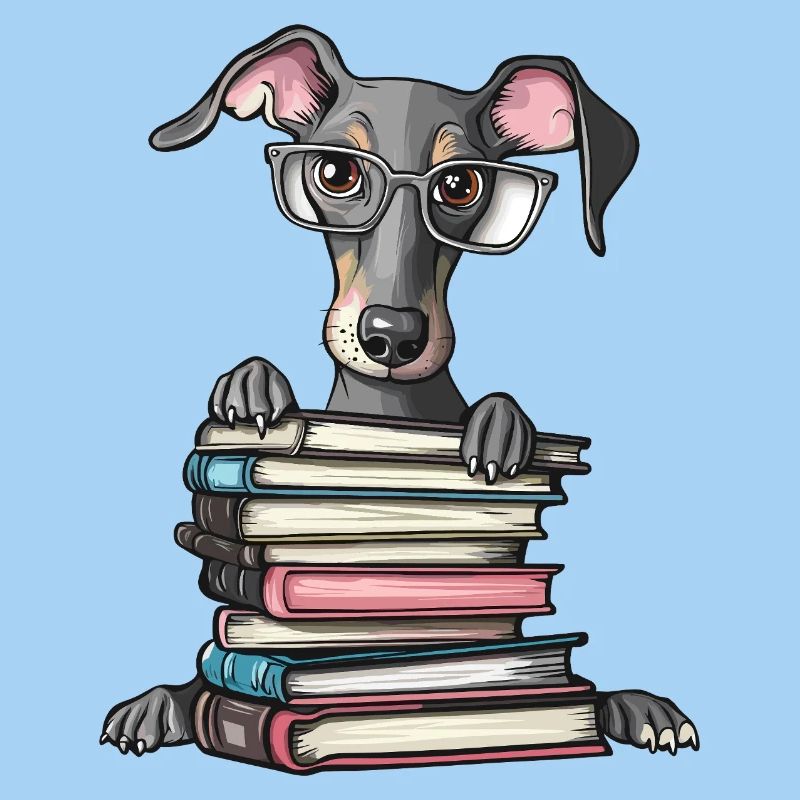 Süßes Windhund-Lesebuch mit Brille