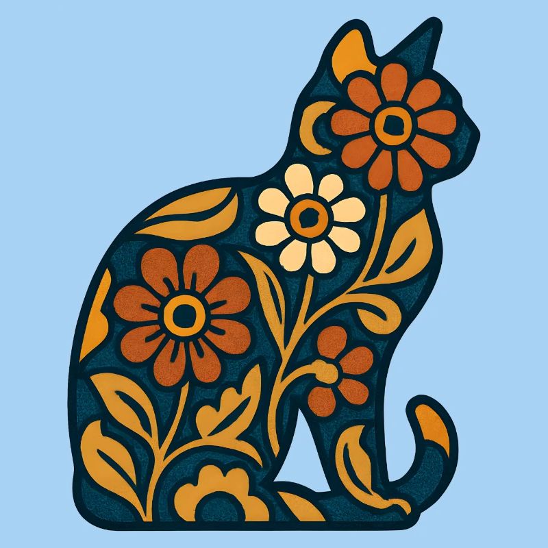 Silhouette de chat fleuri dans la chaleur