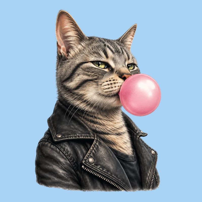 Cool cat with leather jacket