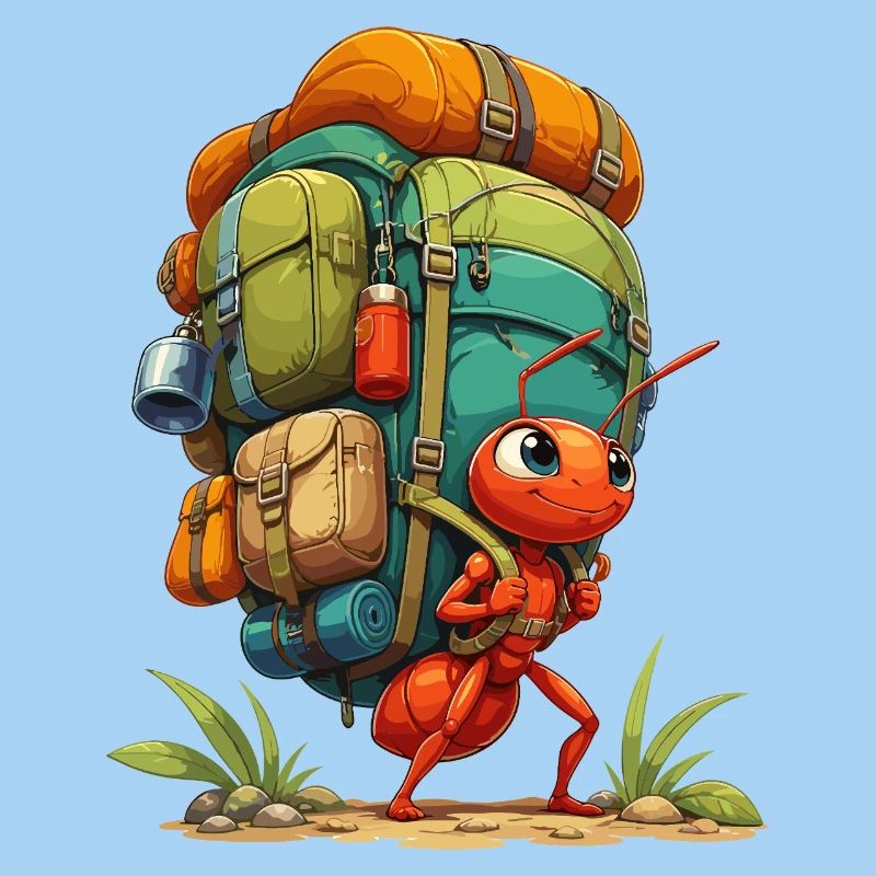 Fourmi errante avec sac à dos
