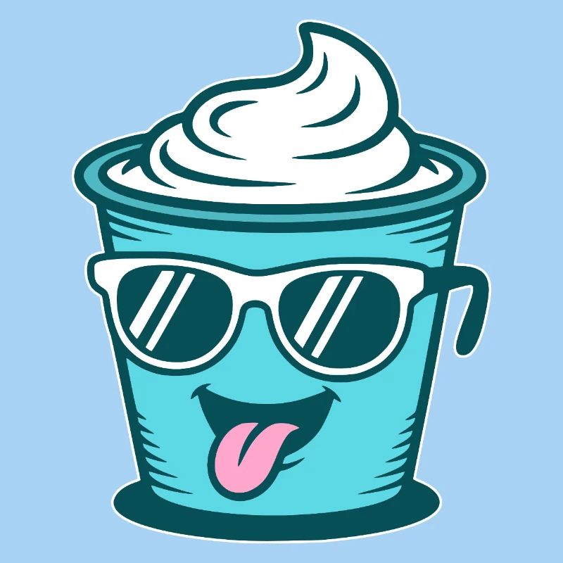 Crème Joghurt Sahne Eis - Becher mit Sonnenbrille