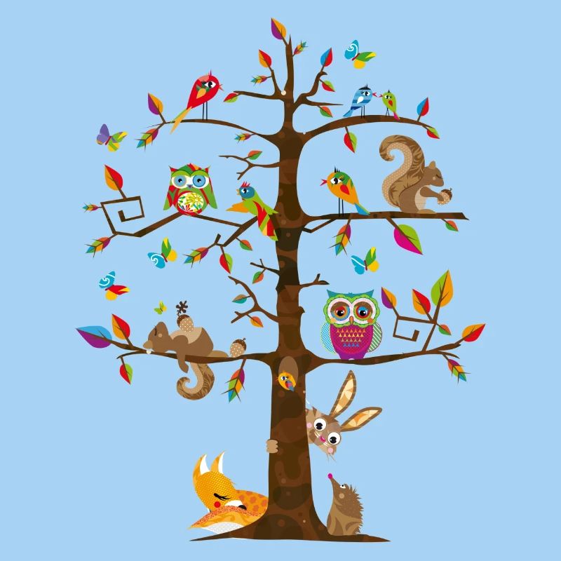 Ein Baum und viele Tiere