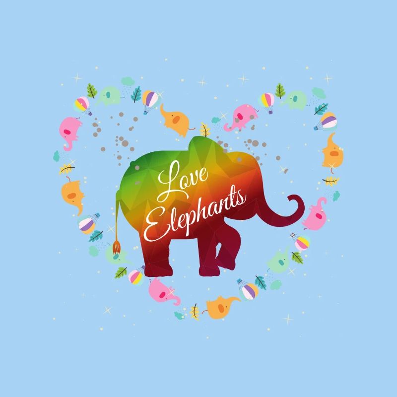 Regenbogen Elefanten Herzdesign