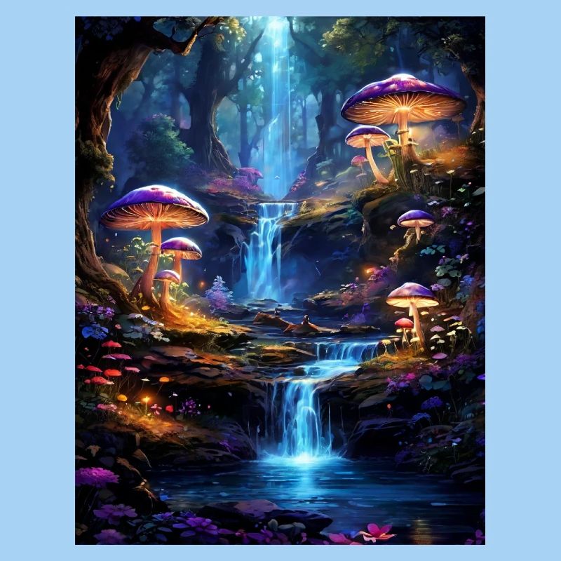 Forêt magique avec cascade