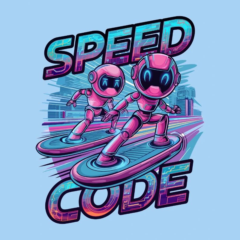 Speed Code Cyberpunk Roboter Surfen Tech Kunst