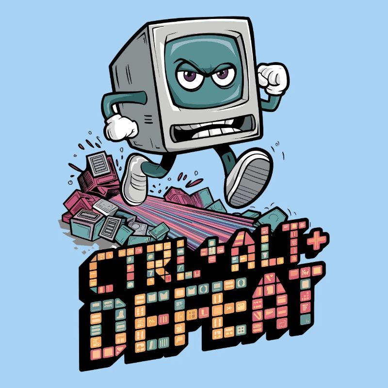 Ctrl Alt Defeat Retro Angry Computer Art
