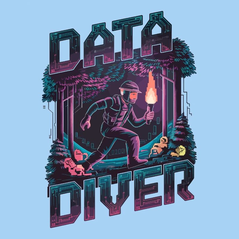 Data Diver Cyber Explorer Rétro Tech Artwork