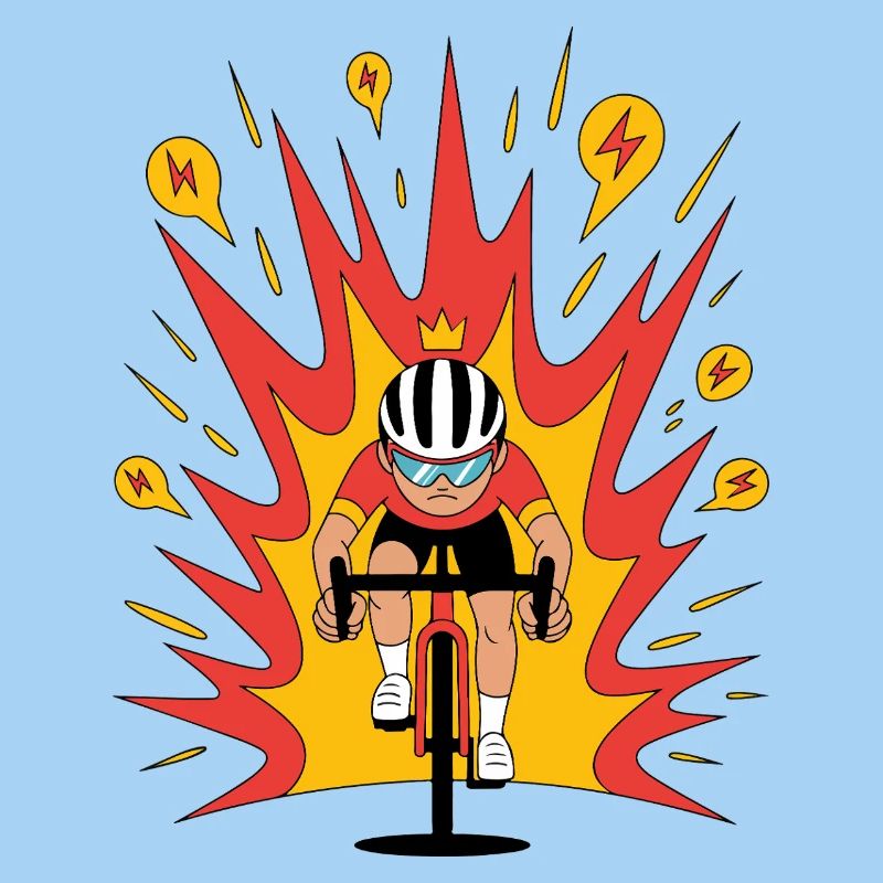 Angriffsmodus Radfahrer Krone Karikatur