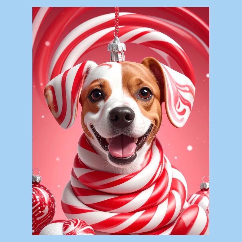 Christmas Candy Cane Dog