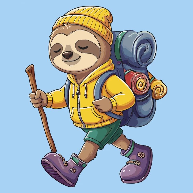 Randonnée paresseuse mignonne camping Aventure Backpacker