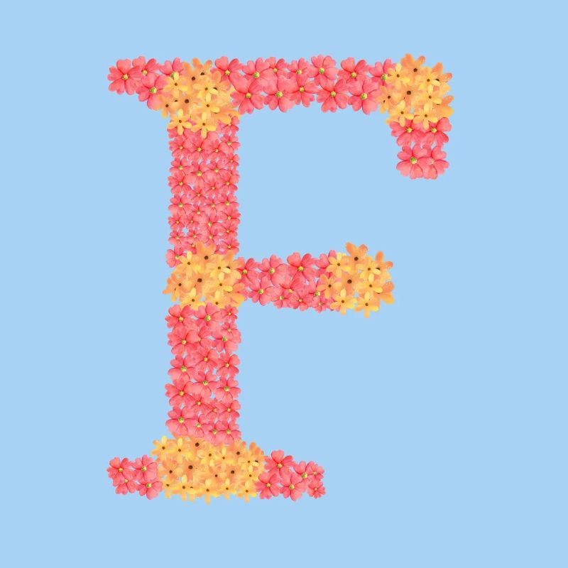 Dein Initial "F" mit Blüten