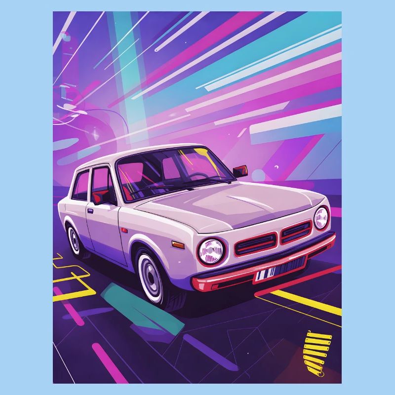 Synthwave Auto in retro style