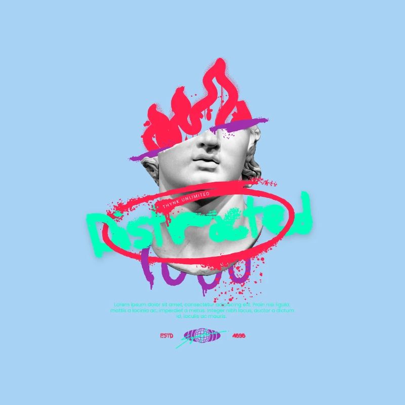 Neon Graffiti Bust Collage