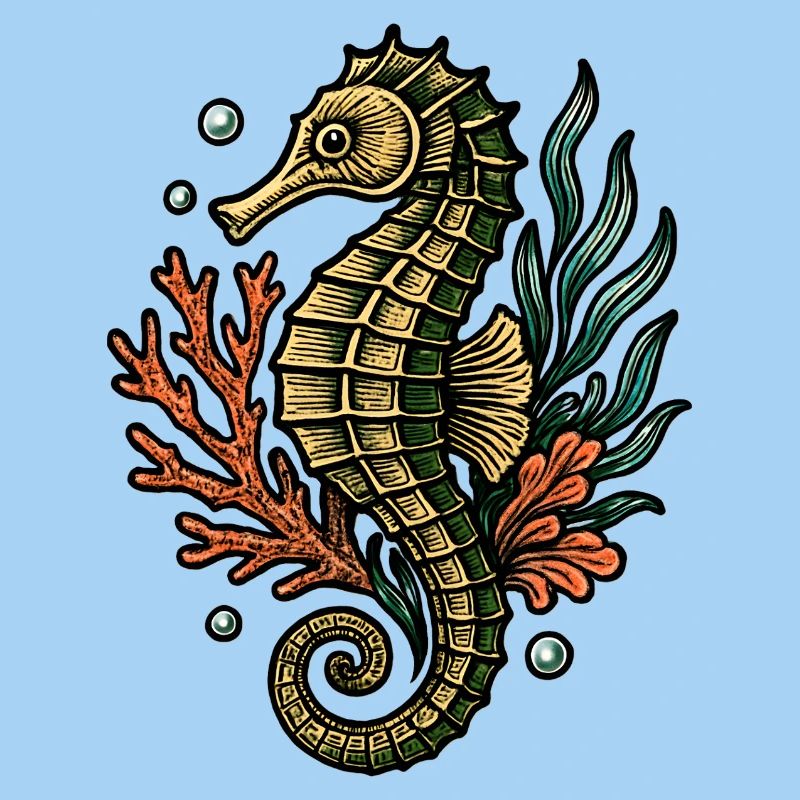 Hippocampe coloré dans le récif