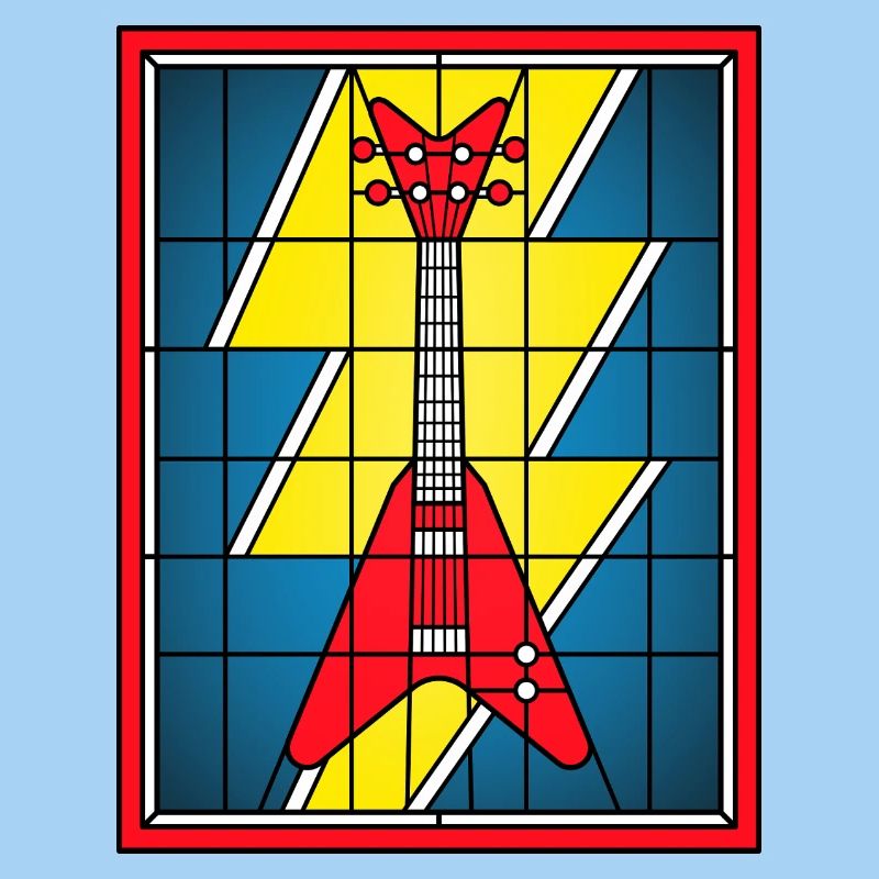 Guitare en vitrail avec éclair